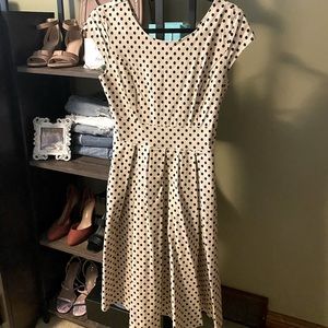 Khaki polka dot fun dress with pockets